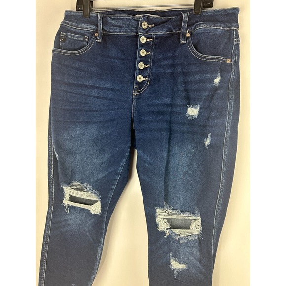 KanCan Skinny Curvy High Rise Frayed Hem Jean Blue Jeans Women's Plus Size 16 - Picture 7 of 10